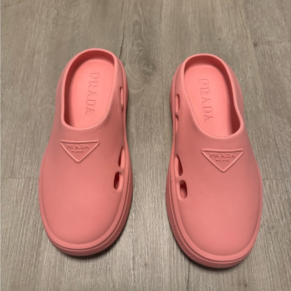 Prada Mellow Logo Embellished Mules